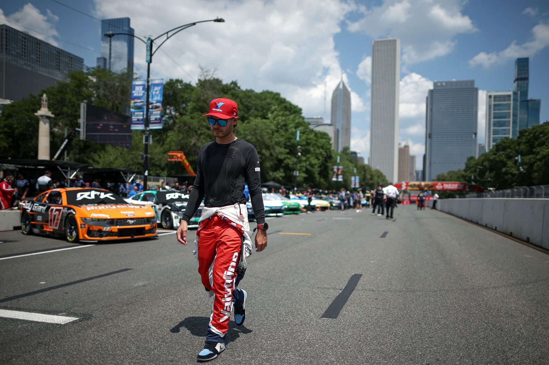 Kyle Larson walks the NASCAR Cup Series Grant Park 165 grid. Source: Getty